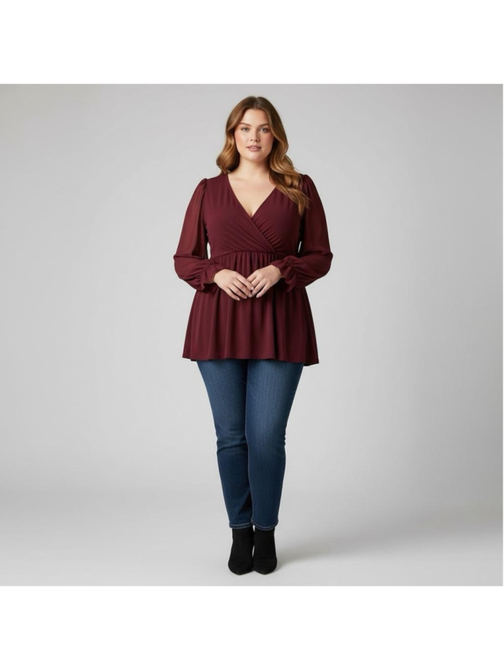 Torrid 0X zinfandel surplice ity babydoll top size large or 0X holiday